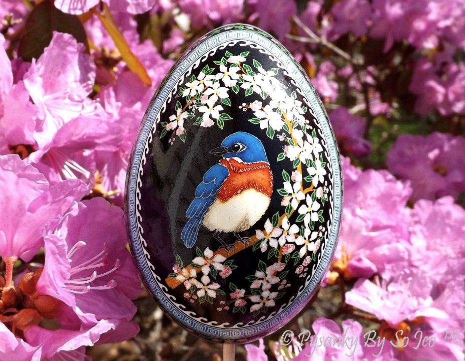 Bluebird Pysanka Pysanky Ukrainian Easter Egg by So Jeo